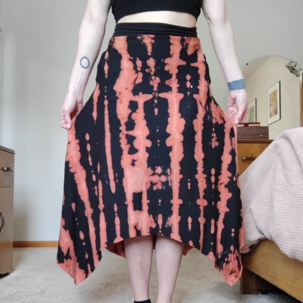 ORGANIC BAMBOO! Handmade/dyed Hi-Lo skirt. S/M